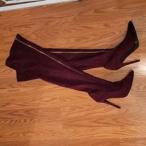Burgundy Thigh high boots